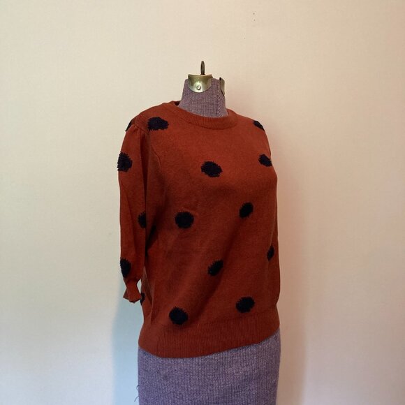Compañia Fantastica ModCloth Burnt Orange Polka Dot Women's Sweater - Picture 3 of 6